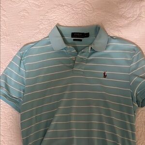 Polo by Ralph Lauren Men's Light Blue and White Striped Polo